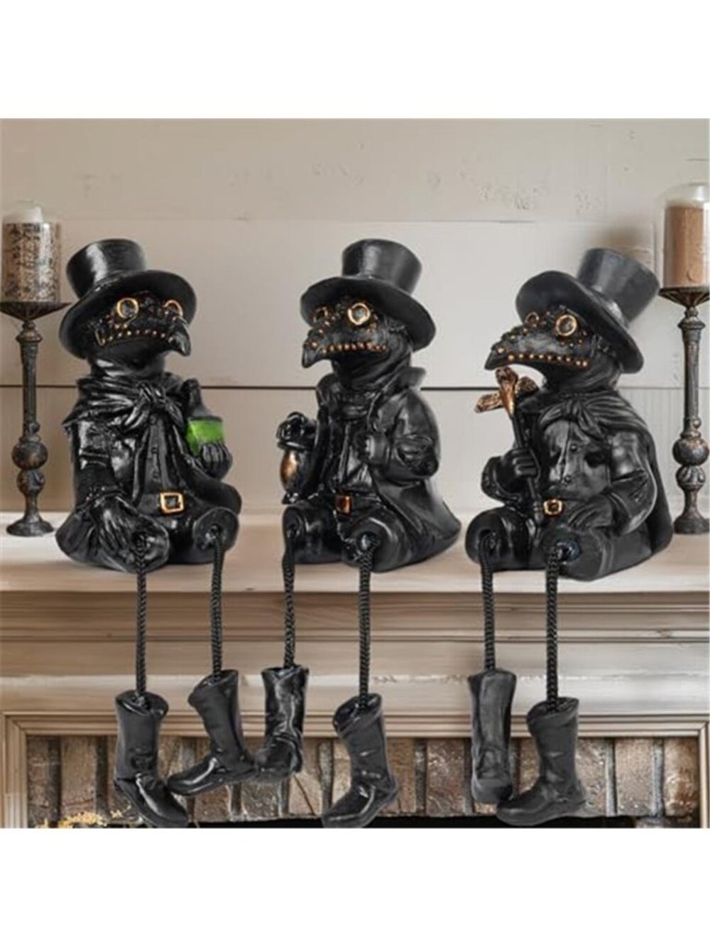 3 Pcs Halloween Plague Doctor with Dangling Legs Figurines